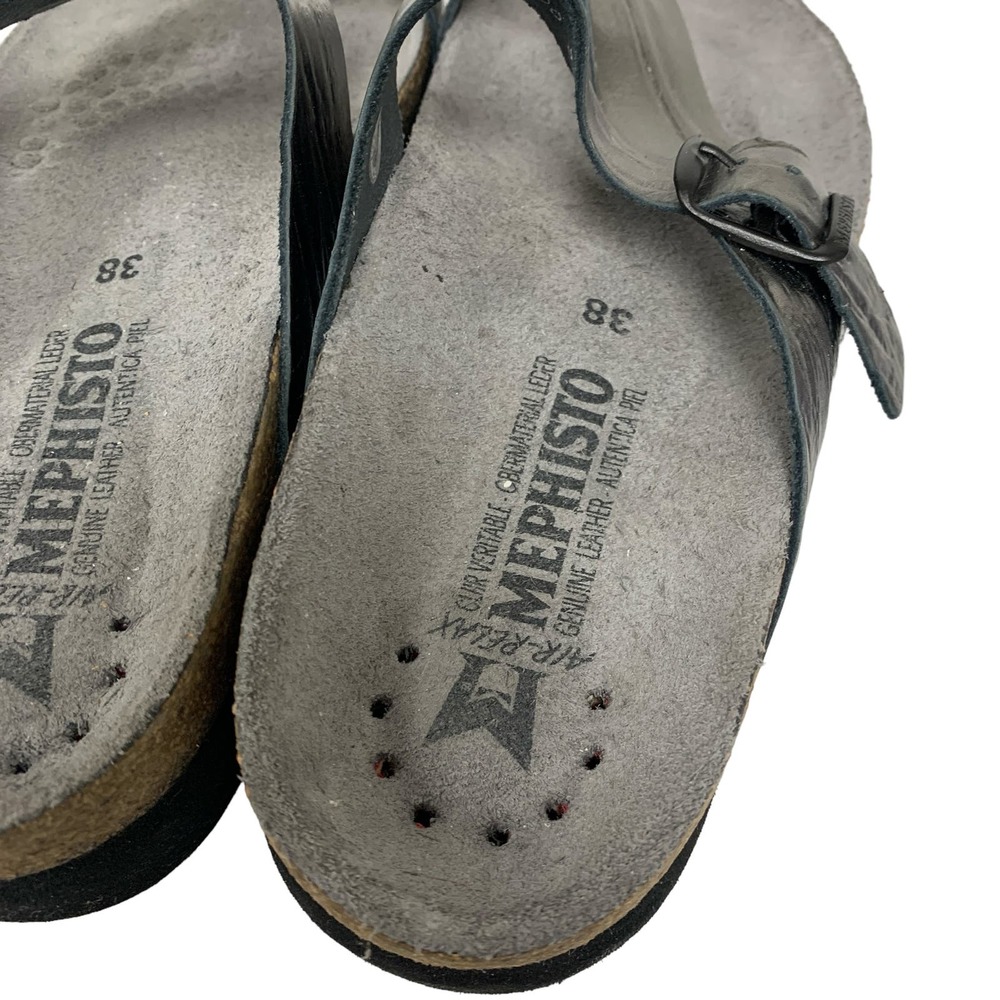 Mephisto Metallic Pewter Thong Sandals with Adjustable Strap - Picture 7 of 8